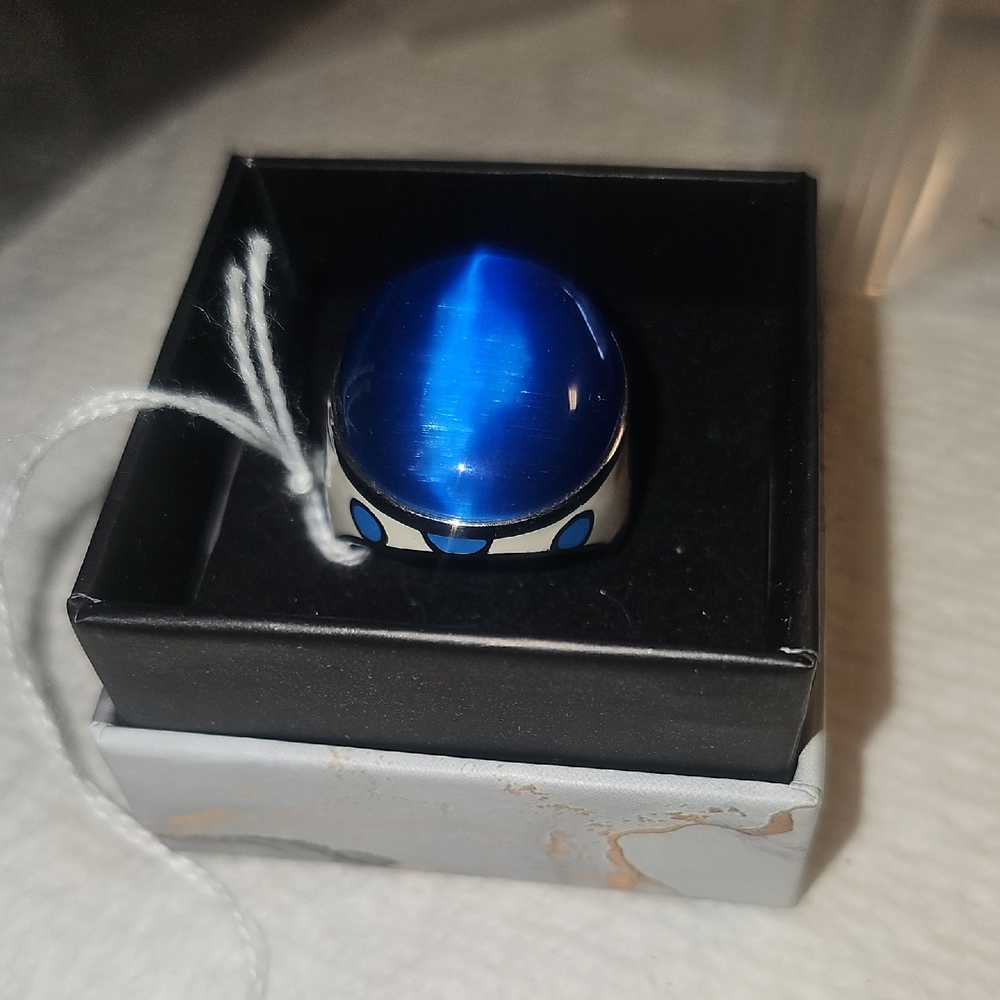 Blue Stone Stainless Steel Silver Ring
